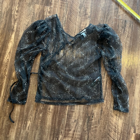 Topshop Tops - NWOT Topshop Black Sheer Glitter Top size2